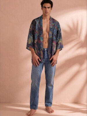 Pre-Order: Mentawai Blue Cotton Batik Kimono | Unisex Resort Wear